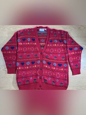 Vintage 80s Jayson Younger Cotton Wool Novelty Cardigan